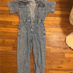 Free People Blue Denim Overalls